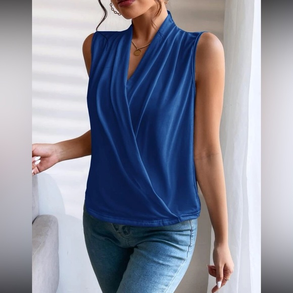 Luxe camel surplice neck wrap top - Picture 16 of 16